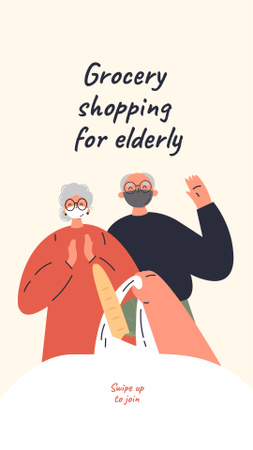 Designvorlage Elder Couple with Groceries für Instagram Story