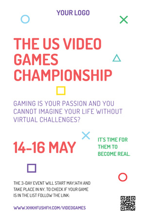 Video Games Championship announcement Invitation 6x9in Design Template
