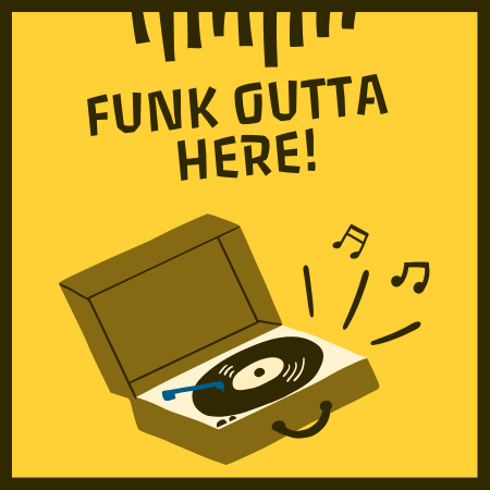 Funk Music Podcast Cover with Vinyl Player Podcast Cover tervezősablon
