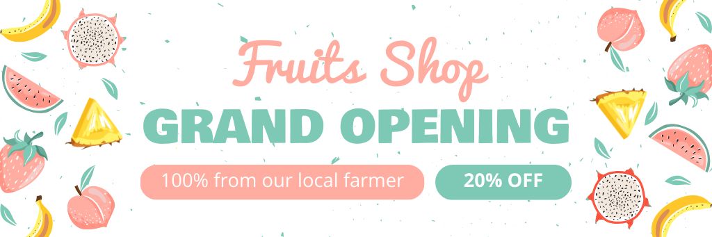 Ontwerpsjabloon van Email header van Fresh Fruits Shop Grand Opening With Discounts