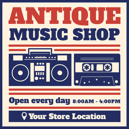 Antique Music Shop Advertisement Instagram Design Template