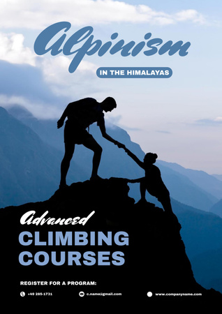Anúncio de cursos de escalada com escaladores Poster Modelo de Design