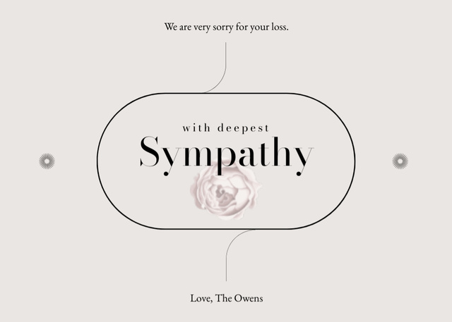 Deepest Sympathy Text on Beige Layout Postcard 5x7in – шаблон для дизайна
