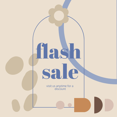 Flash Sale Announcement with Abstract Illustration Instagram Design Template