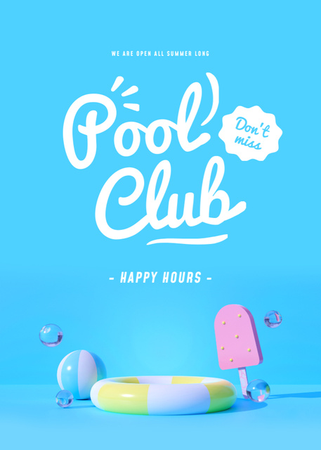 Pool Club Happy Hours Announcement Flayer Design Template
