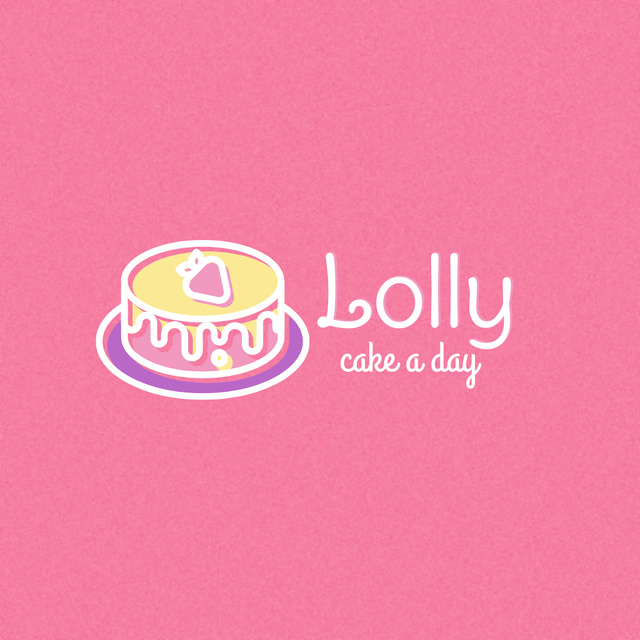 Bakery Ad with Illustration of Cake with Strawberry Logo – шаблон для дизайну