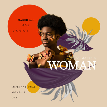luotettava afrikkalainen amerikkalainen nainen perhosia Instagram Design Template