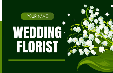 Wedding Florist Offer with Lily of Valley Business Card 85x55mm Design Template