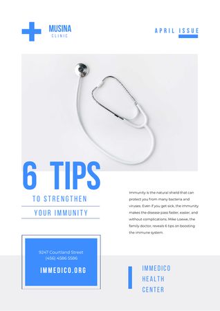 Immunity Strengthening Tips with Stethoscope Newsletterデザインテンプレート