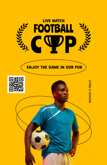Modèle de visuel Soccer Match Event Announcement in Yellow - Invitation 5.5x8.5in