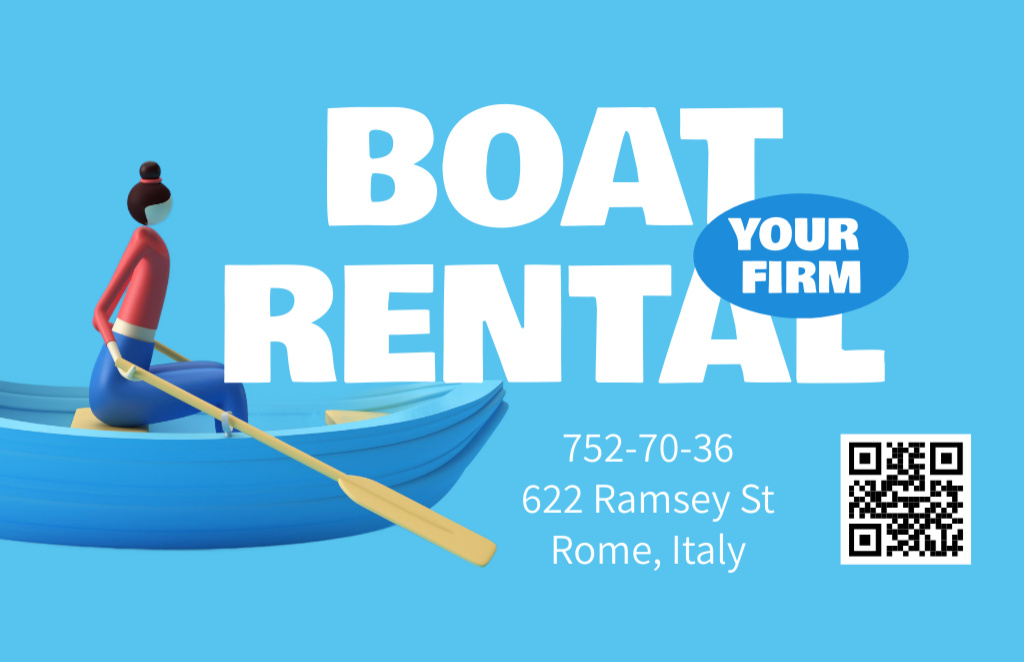 Modèle de visuel Boat Rental Offer on Blue - Business Card 85x55mm