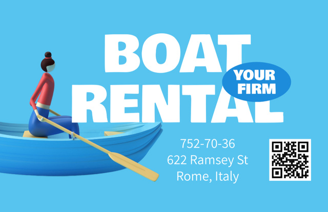 Szablon projektu Boat Rental Offer on Blue Business Card 85x55mm