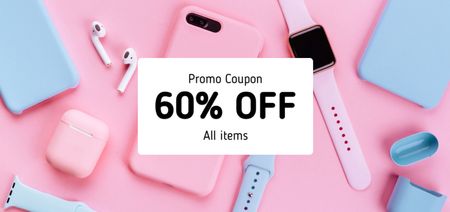 Electronics Sale Offer with Pink Digital Devices Coupon Din Large Design Template
