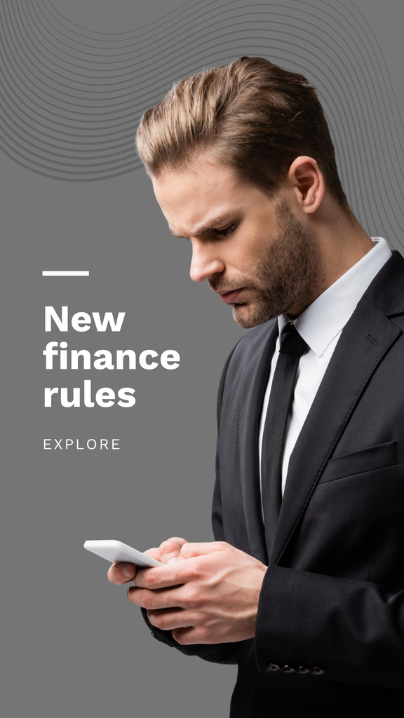 Man with Phone for Finance rules Instagram Storyデザインテンプレート