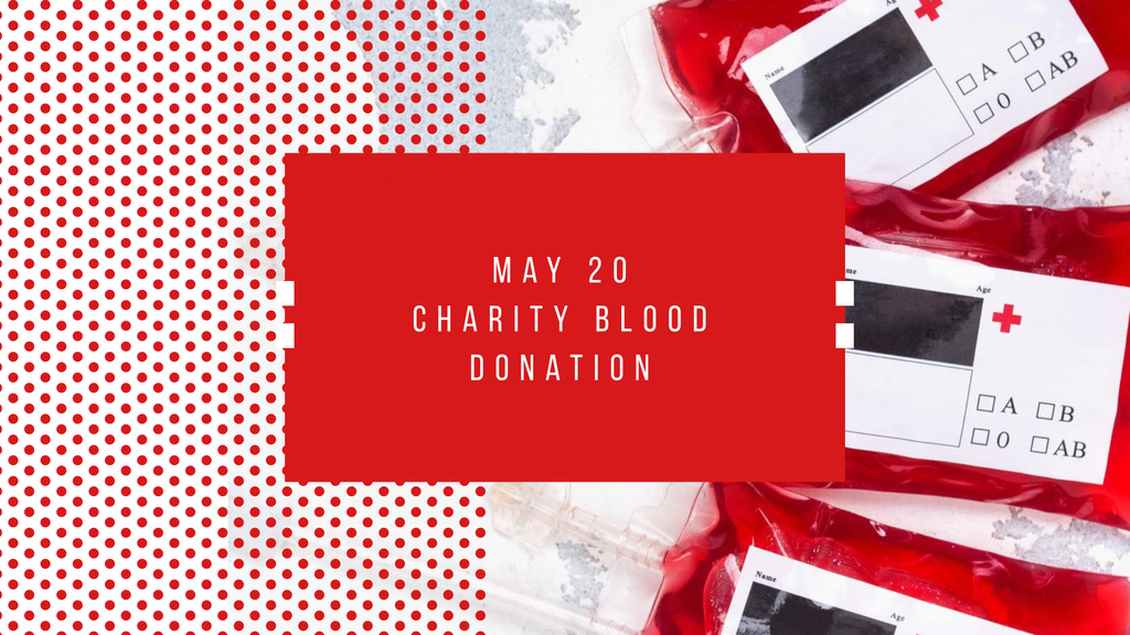 Charity Event Announcement with Donated Blood FB event cover Design Template