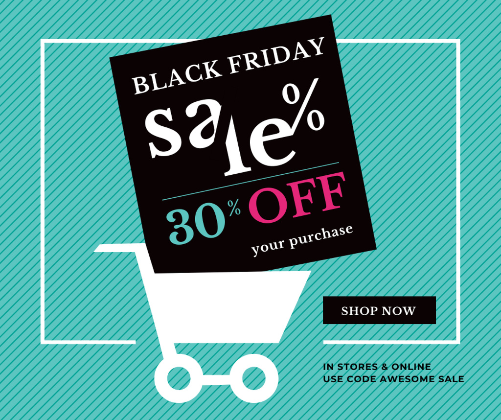 Modèle de visuel Black Friday Sale Shopping cart - Facebook
