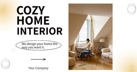 Plantilla de diseño de Anuncio de Cozy Home Interior Facebook AD 