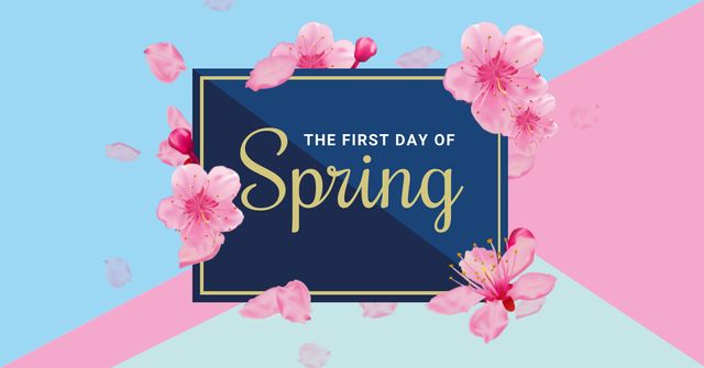 Modèle de visuel Frame with Spring cherry blossom - Facebook AD