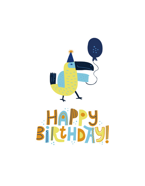 Parrot Wish You a Happy Birthday  T-Shirt – шаблон для дизайна