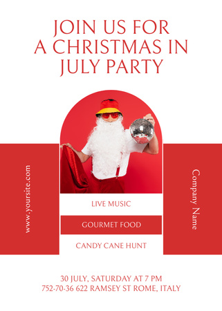 Ontwerpsjabloon van Flayer van Christmas Party in July with Merry Santa Claus