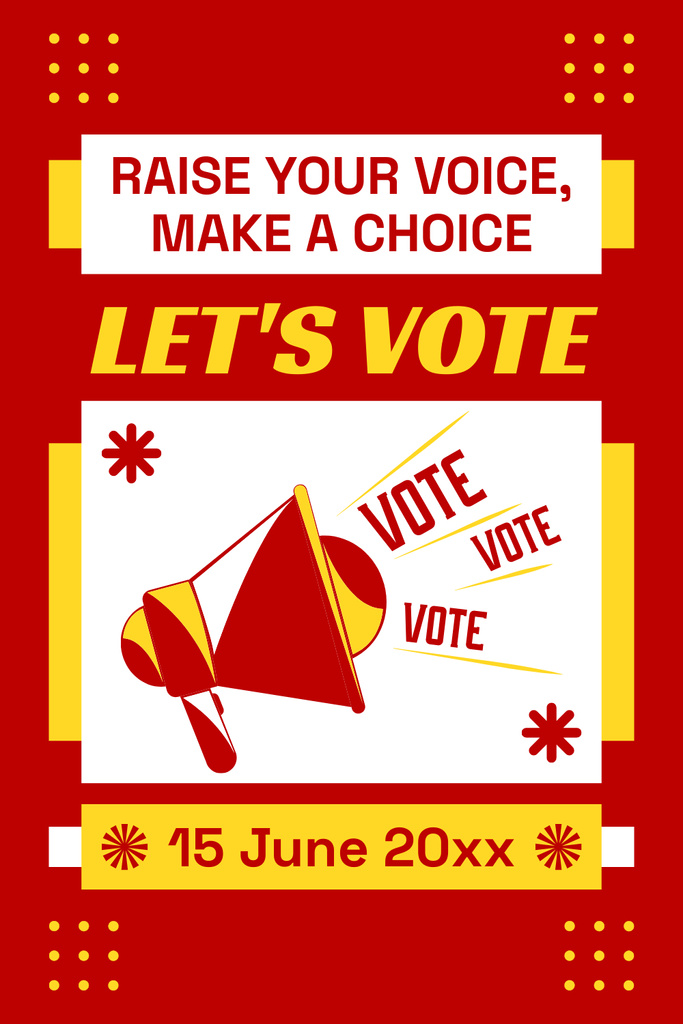 Plantilla de diseño de Election Announcement with Red Megaphone Pinterest 