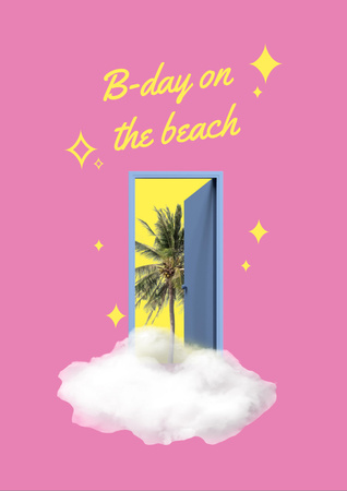 Designvorlage Beach Birthday Party announcement für Flyer A4