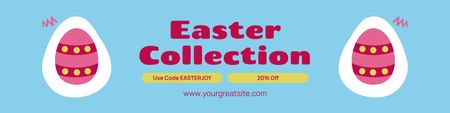 Designvorlage Osterkollektion-Promo mit leuchtend rosa Eiern für Twitter