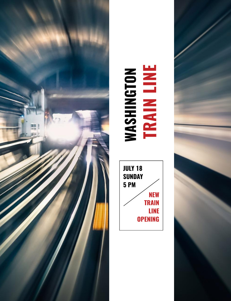 Train Line Opening Announcement With Tunnel Invitation 13.9x10.7cm Modelo de Design