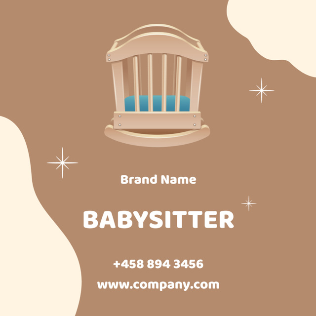 Professional Babysitter Services With Crib Square 65x65mm Design Template