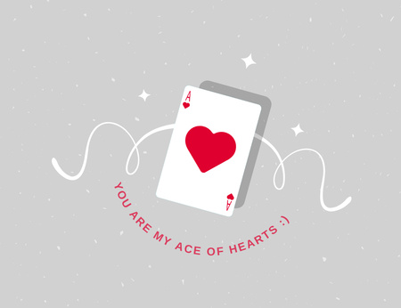 Ace of Hearts ile Sevgililer Günü Tebrik Thank You Card 5.5x4in Horizontal Tasarım Şablonu