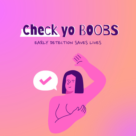 Breast Cancer Check-up Motivation Animated Post Šablona návrhu