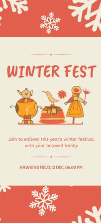 Winter Ethnic Festival Announcement Invitation 9.5x21cm Design Template