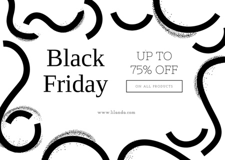 Black Friday Ad with Ribbons Pattern Flyer 5x7in Horizontal Design Template