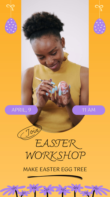 Painting Eggs For Easter Workshop Announcement Instagram Video Story Modelo de Design