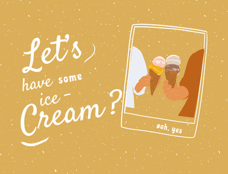 Sarı lezzetli dondurma tutan Postcard 4.2x5.5in Tasarım Şablonu