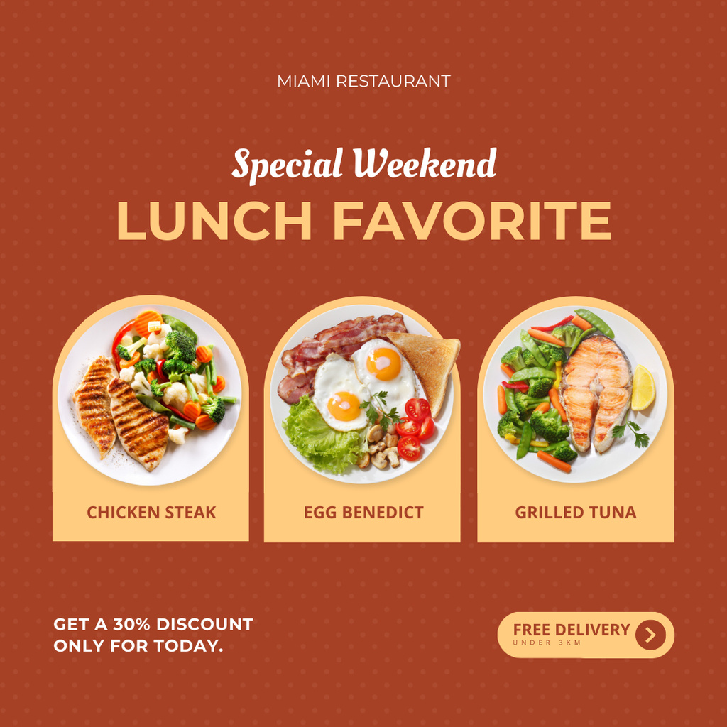 Plantilla de diseño de Lunch Offer for Special Weekend Instagram 
