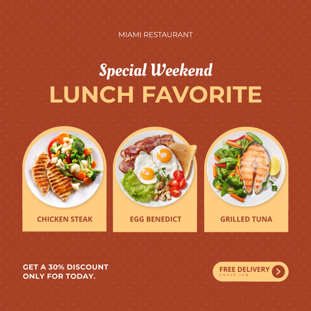 Plantilla de diseño de Oferta de almuerzo para fin de semana especial Instagram 