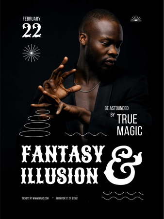 Circus Show Announcement with Magician Poster US Tasarım Şablonu