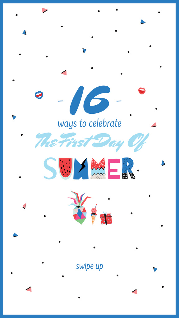 Designvorlage First Day of Summer Bright Greeting für Instagram Story