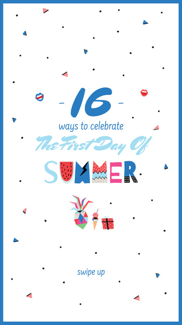 Designvorlage First Day of Summer Bright Greeting für Instagram Story