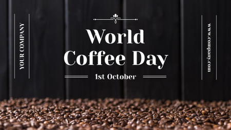 Roasted Coffee Beans on World Coffee Day FB event cover Design Template