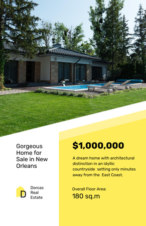Real Estate Offer with Residential Modern House and Pool Flyer 5.5x8.5in Design Template