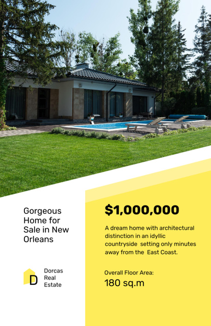 Spacious Cottage for Sale with Pool Flyer 5.5x8.5in Design Template