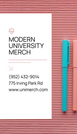Advertising Modern University Merch Business Card US Vertical Design Template