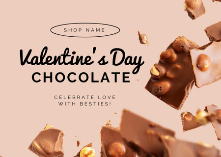 Sweet Chocolate Offer on Valentine's Day Postcard Design Template