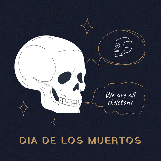 Dia de los Muertos Holiday with Skull Illustration Instagram Design Template