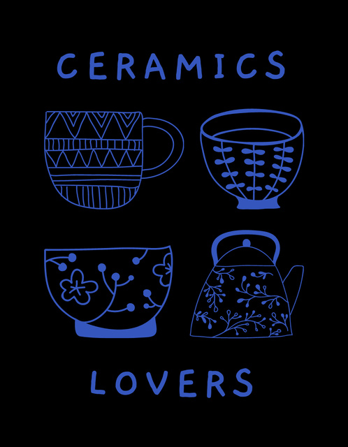 Designvorlage Ceramic Kitchenware Promotion With Illustration für T-Shirt