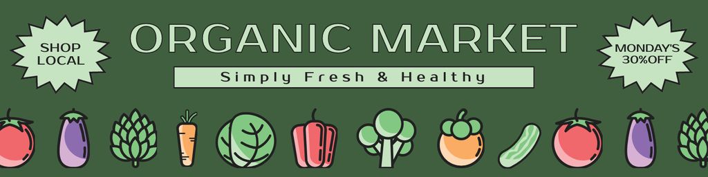 Simply Fresh and Healthy Veggies at Organic Market Twitter Design Template