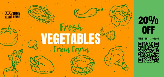 Ontwerpsjabloon van Coupon Din Large van Sale Offer For Vegetables From Farm