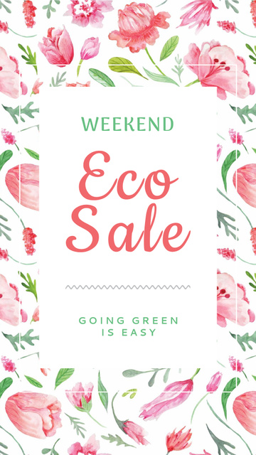 Eco Event Announcement on Floral Pattern Instagram Story tervezősablon